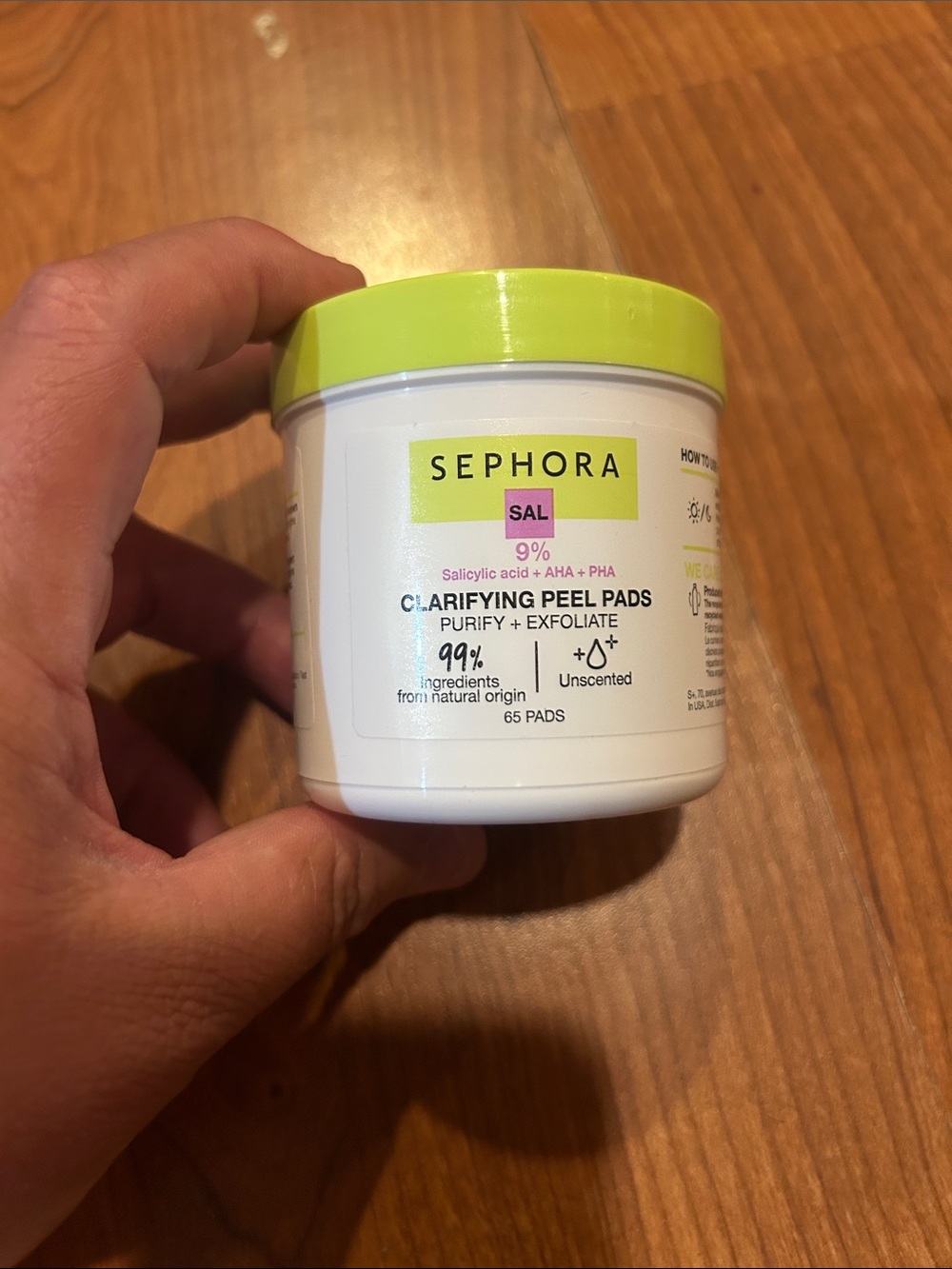 Sephora Clarifying Peel Pads - White Jar with Neon Green Lid